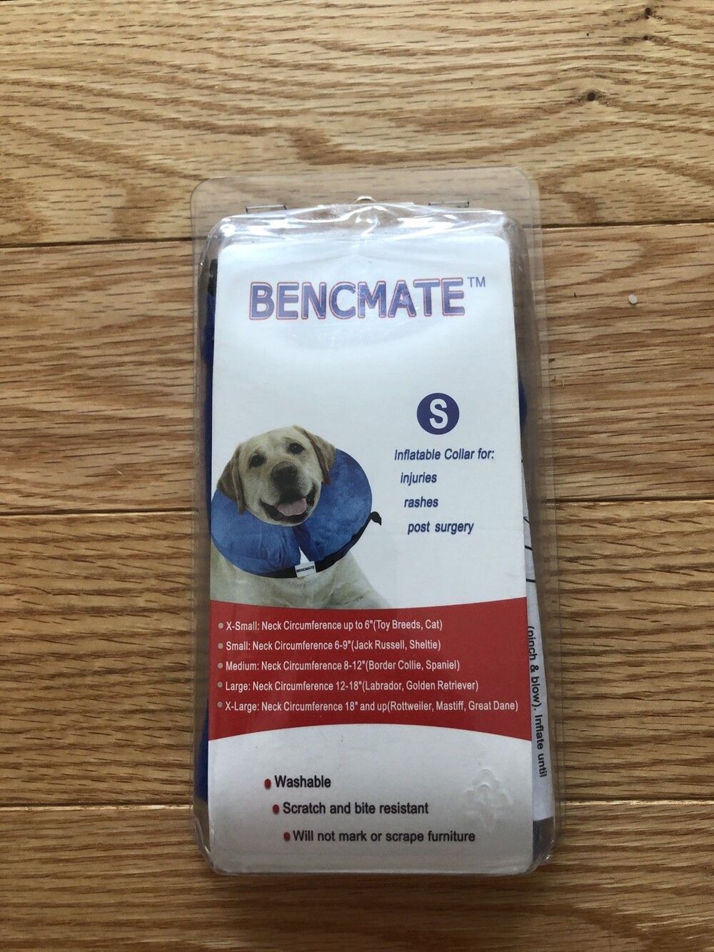 BENCMATE Protective Inflatable Collar for Dogs Size Small Blue New in Box‎